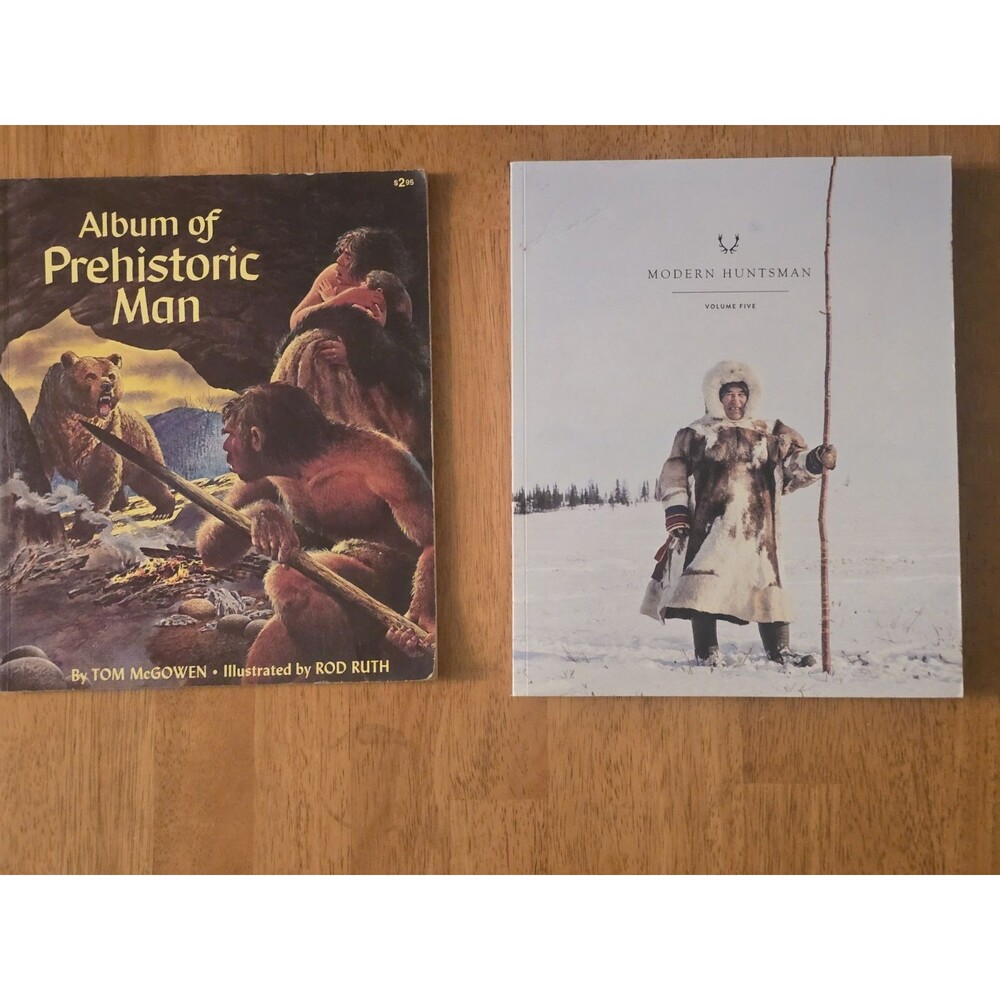 Lot of 2 Books: Album of Prehistoric Man Tom McGowen + Modern Huntsman Vol 5